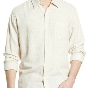 Rails Men's Wyatt Slub Cotton Button Front Long Sleeve Shirt Cream Ivory 2XL
